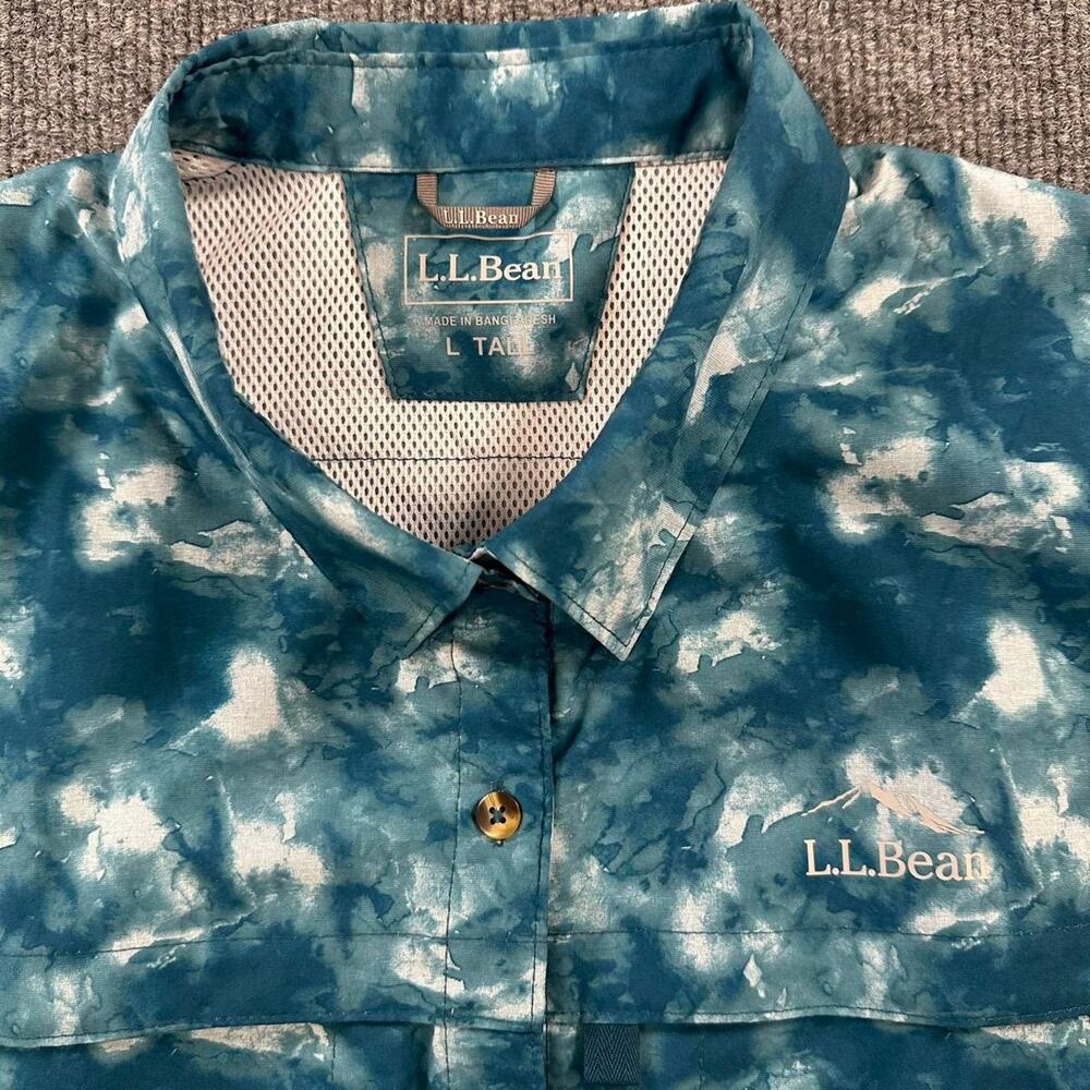 L.L. Bean Women's Tropicwear Short-Sleeve Shirt Outdoor Tech Button Down L Tall